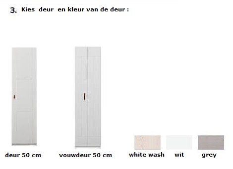 Lifetime kast deur, vouwdeur, white wash, wit gelakt, grey